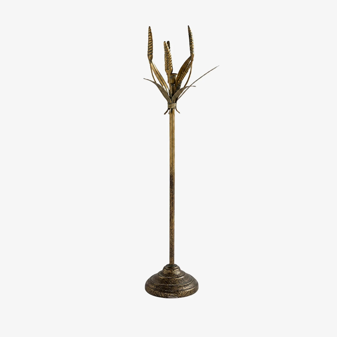 Vintage Brass Wheat Floor Candle Holder