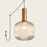 Charger l'image dans la visionneuse de galerie, Tawny Model B Small ribbed glass plug-in pendant light