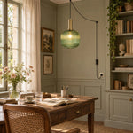 Charger l'image dans la visionneuse de galerie, Retro ribbed glass plug-in pendant light in a home interior