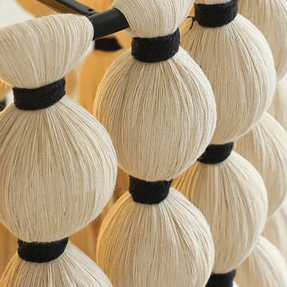 Lustre Moderne Élégant Modulune Fait Main avec Franges en Coton Blanc pour Salon