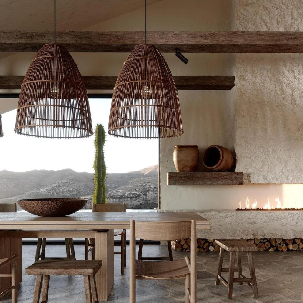 Runa Boho Rattan Pendant Light