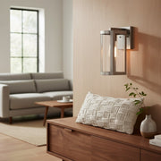 Lámpara de Pared Exterior de Acero Inoxidable Shieldra - Jaula de Vidrio Transparente, Impermeable, Aplique Moderno para Patio