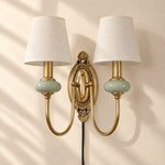 Cargar imagen en el visor de la Galería, Rowanea Fabric Shade Ceramic Plug-In Wall Sconce