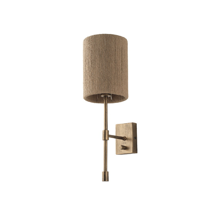 Applique murale Atticus avec abat-jour en tissu - Lampe murale moderne en laiton pour chambre et couloir