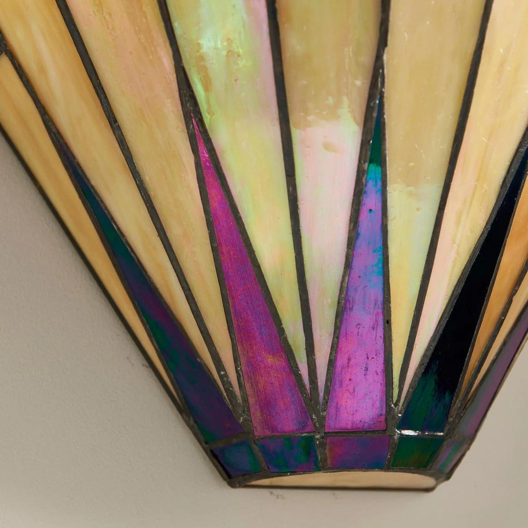 TF Art Deco Tiffany Glas Wandlampe – Handgefertigte geometrische Leuchte für Flure und Wohnbereiche