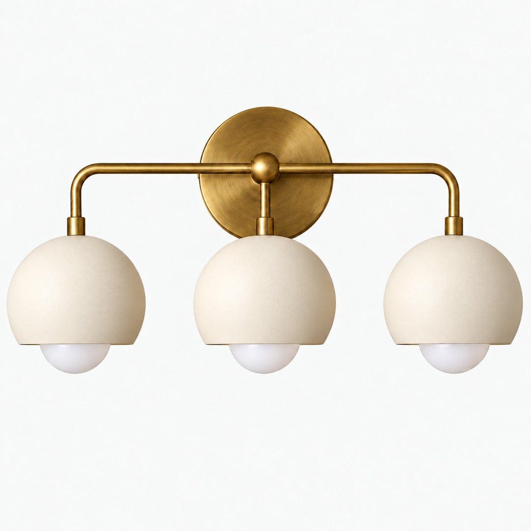 Open Rim Globe Shade Raw Brass Vanity Light