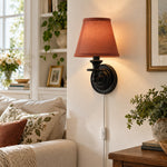 Charger l'image dans la visionneuse de galerie, Rowan No-Wire Flat Drum Shade Wall Sconce – Plug-In Fabric Wall Light