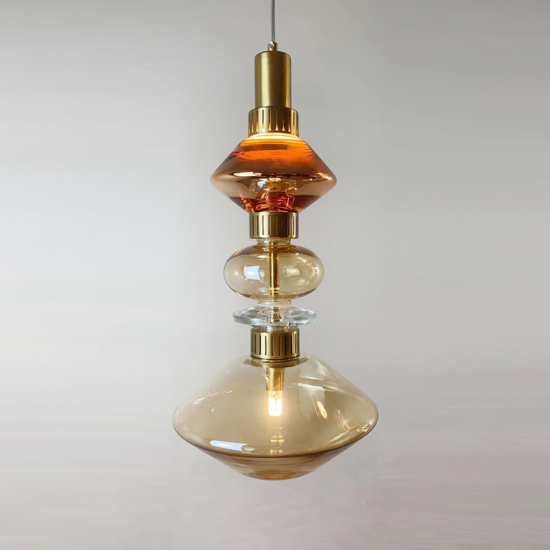 Suspension contemporaine - Fer, métal, verre, or, marron, résistante à l'humidité