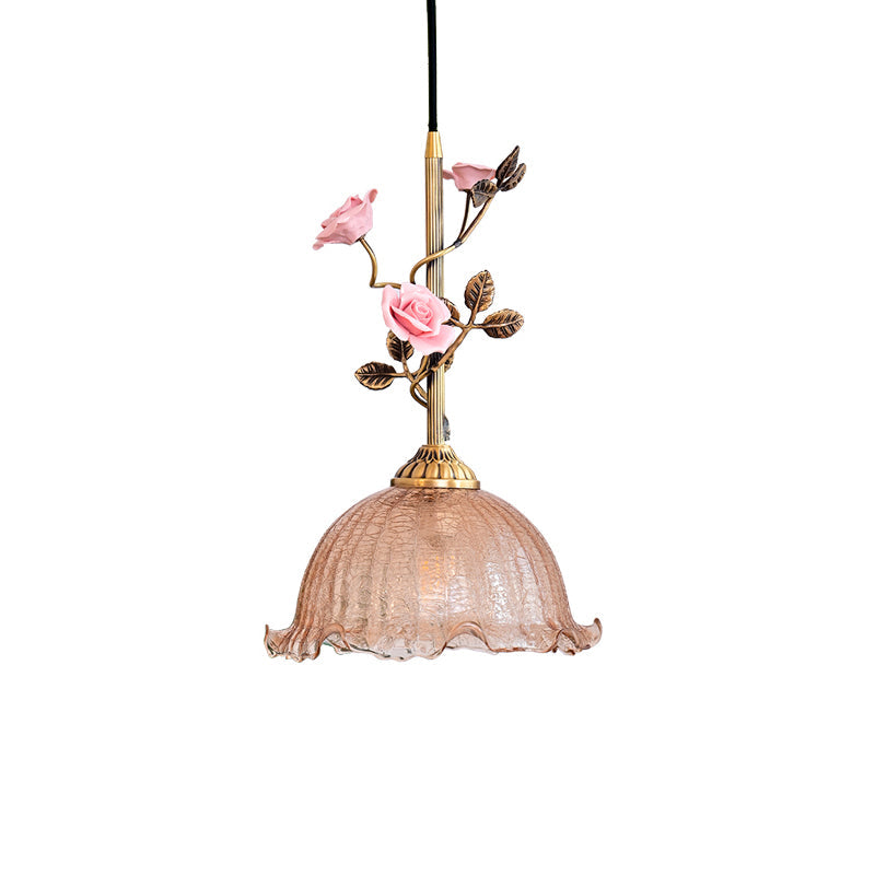 Lámpara colgante de cristal rosa Lalique