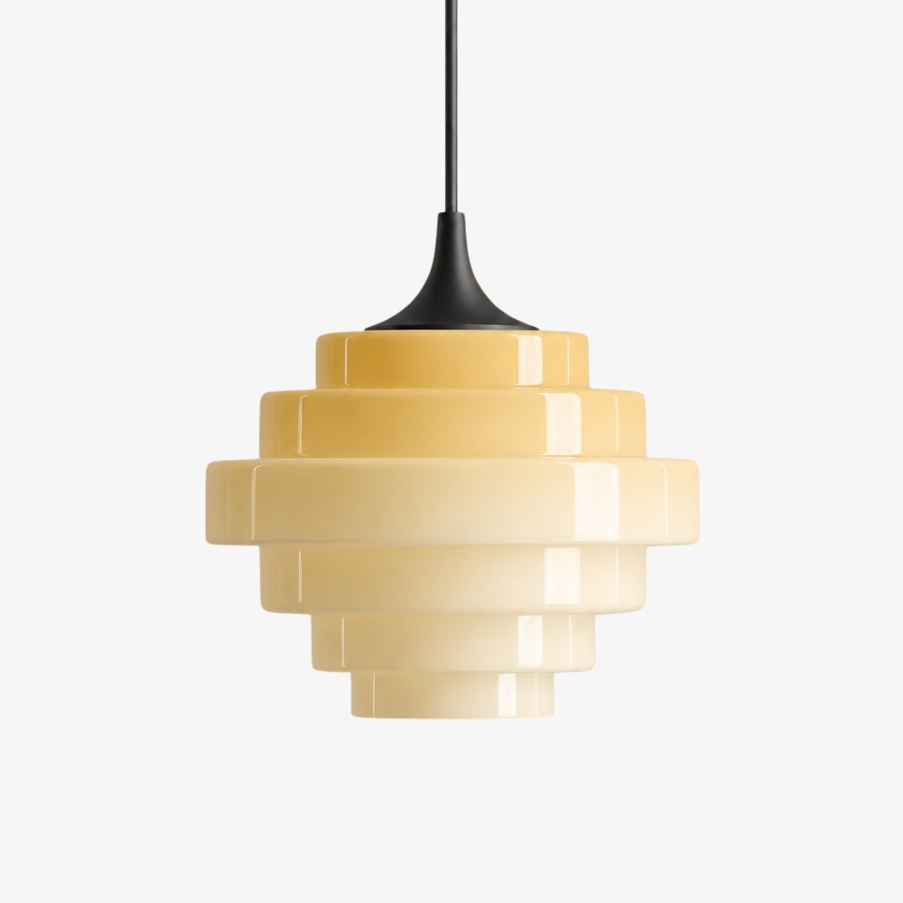 Sanenos Retro Geometric Glass Pendant Light - Gradient Glass Shade for Living or Dining Room