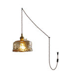 Load image into Gallery viewer, Textured Amber Glass Plug-In Swag Pendant
