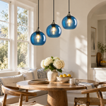 Load image into Gallery viewer, Bubble Glass Globe Pendant with coloured glass and a bubble texture - New2609-1024475 interior scene