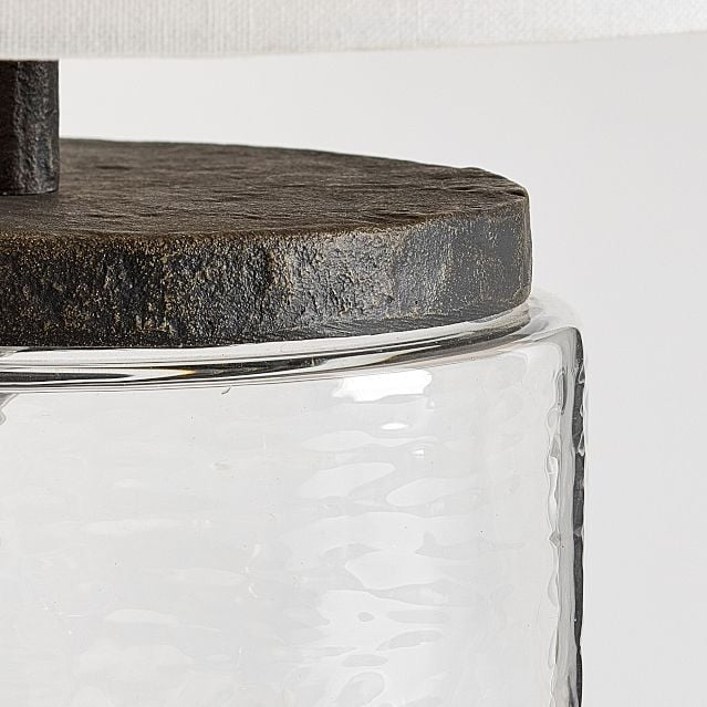 Sustaina Recycled Glass Table Lamp - Sculptural Irregular Shape and Coastal Style for Bedroom Nightstand