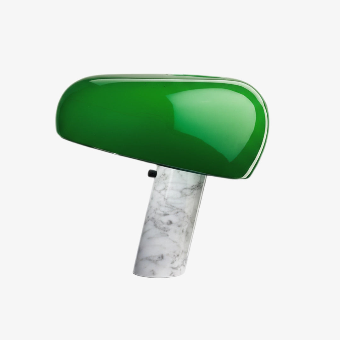 Lámpara de Mesa Estratagema Divertida Slantia - Diseño con Pantalla de Vidrio y Base de Mármol para Sala de Estar o Dormitorio N45