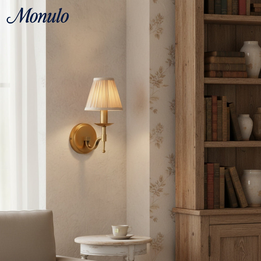 Tela Timeless Transitional Wall Lamp with Fabric Shade for Bedroom Dining Room