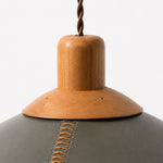 Load image into Gallery viewer, Dark green leather shade with shaped wood connection