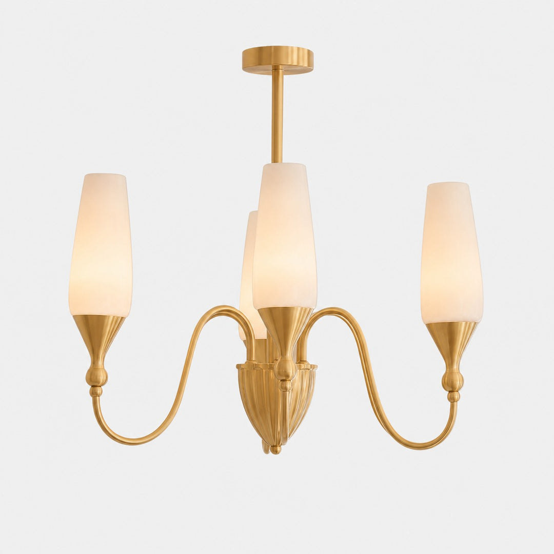 French Copper and Glass Chandelier for Dining Room