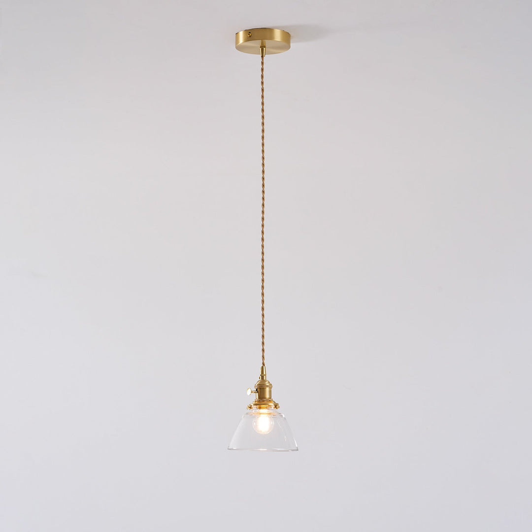 Brass Glass Hardwired Pendant Lamp