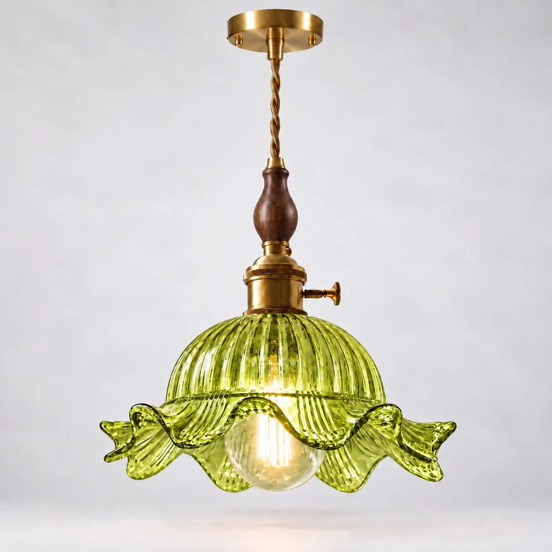 Vintage Wavy-Edge Glass Pendant Lamp