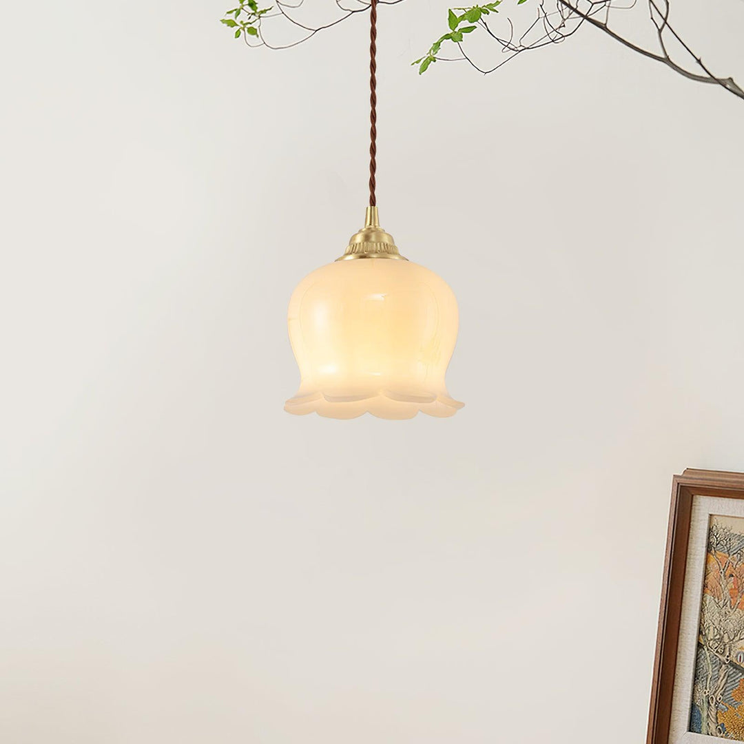Brass Resin Petal Plug-In Pendant