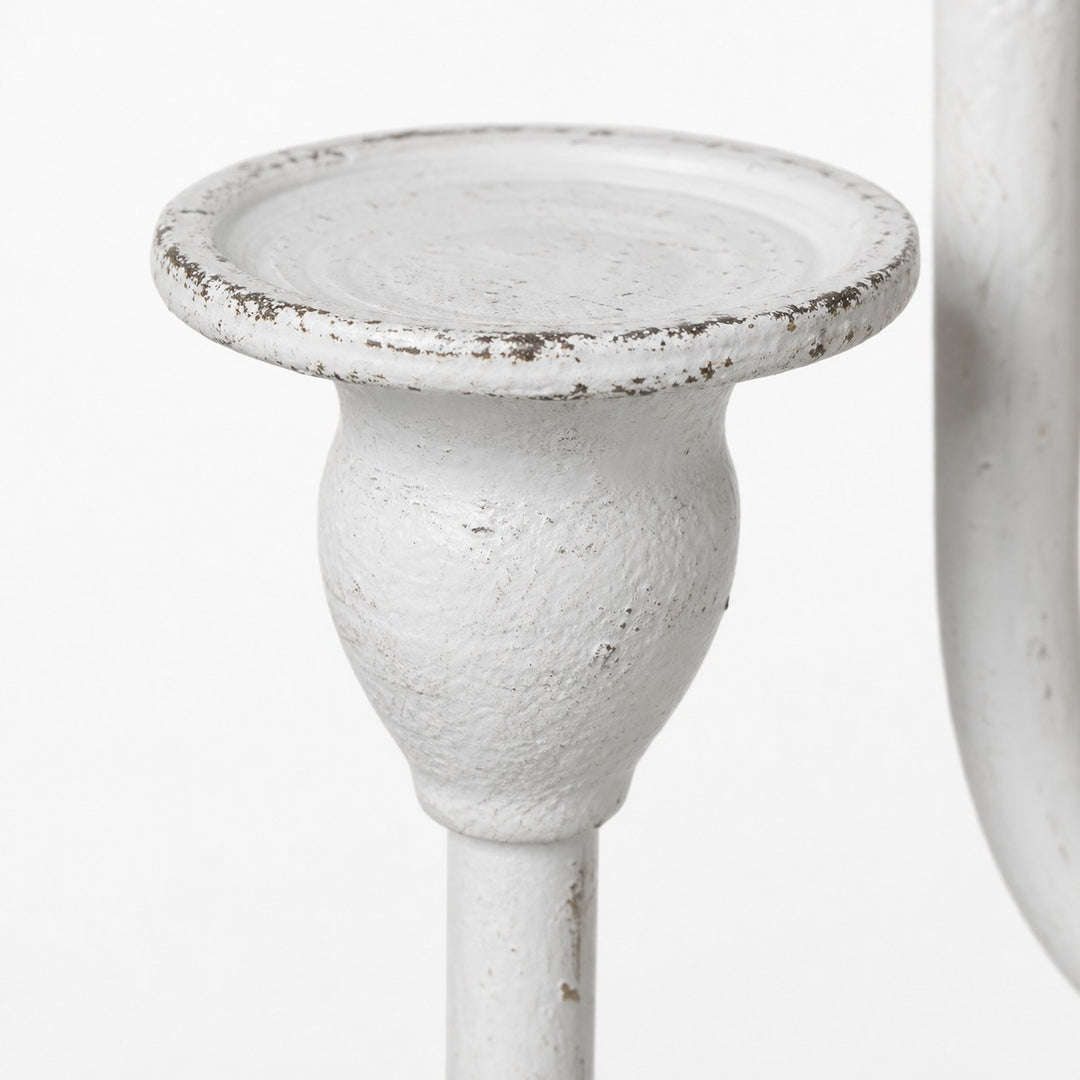 Close view of ivory branch candle cup and distressed finish