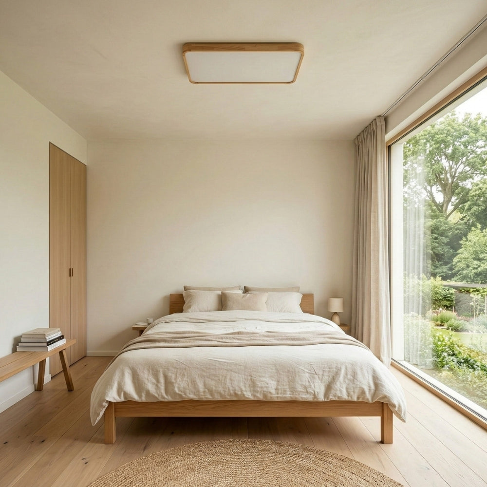 Plafonnier LignoForma en forme géométrique - Plafonnier LED contemporain en bois pour chambre et salon