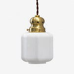 Charger l'image dans la visionneuse de galerie, Style 1 vintage brass and white glass pendant lamp on white background