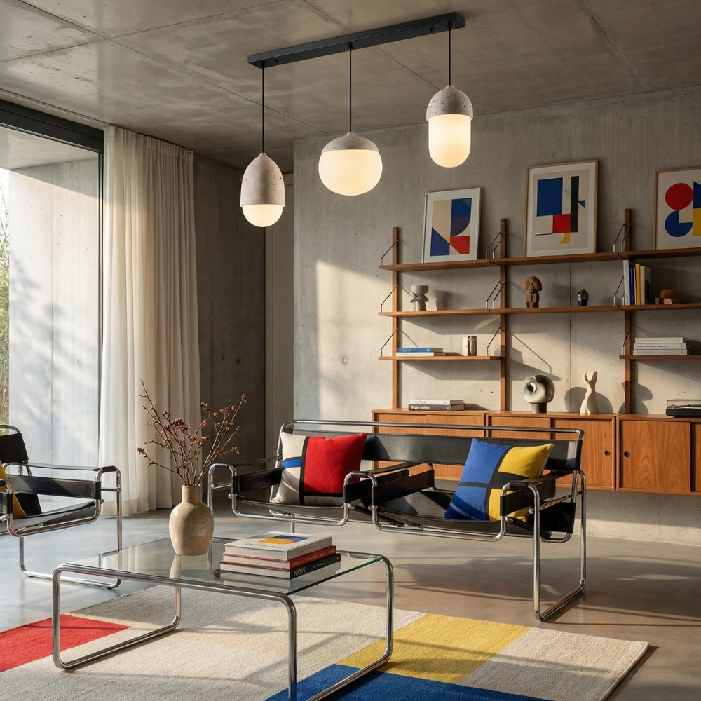 Lámpara colgante moderna Orbaltis con racimo de orbes - Lámpara colgante de piedra natural y vidrio para sala o cocina