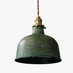 Cargar imagen en el visor de la Galería, Distressed green rounded dome pendant lamp on white background