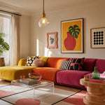 Load image into Gallery viewer, Clear glass pendant in a colorful living room