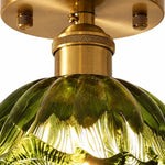 Load image into Gallery viewer, Vintage Snowflake and Striped Glass Ceiling Light