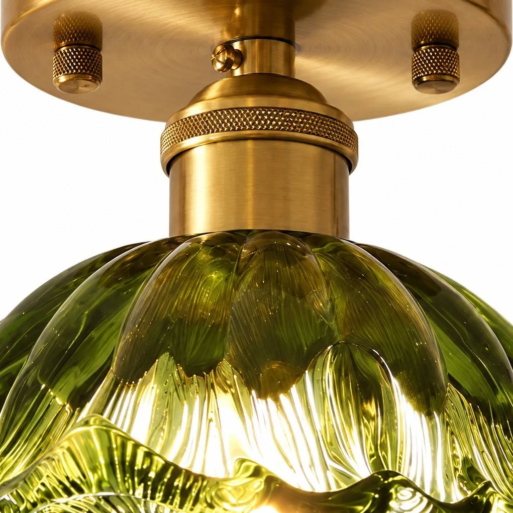 Vintage Snowflake and Striped Glass Ceiling Light