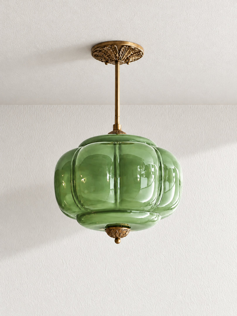 Eloise Scallop Vintage Milk Glass Semi Flush Mount Pendant Light