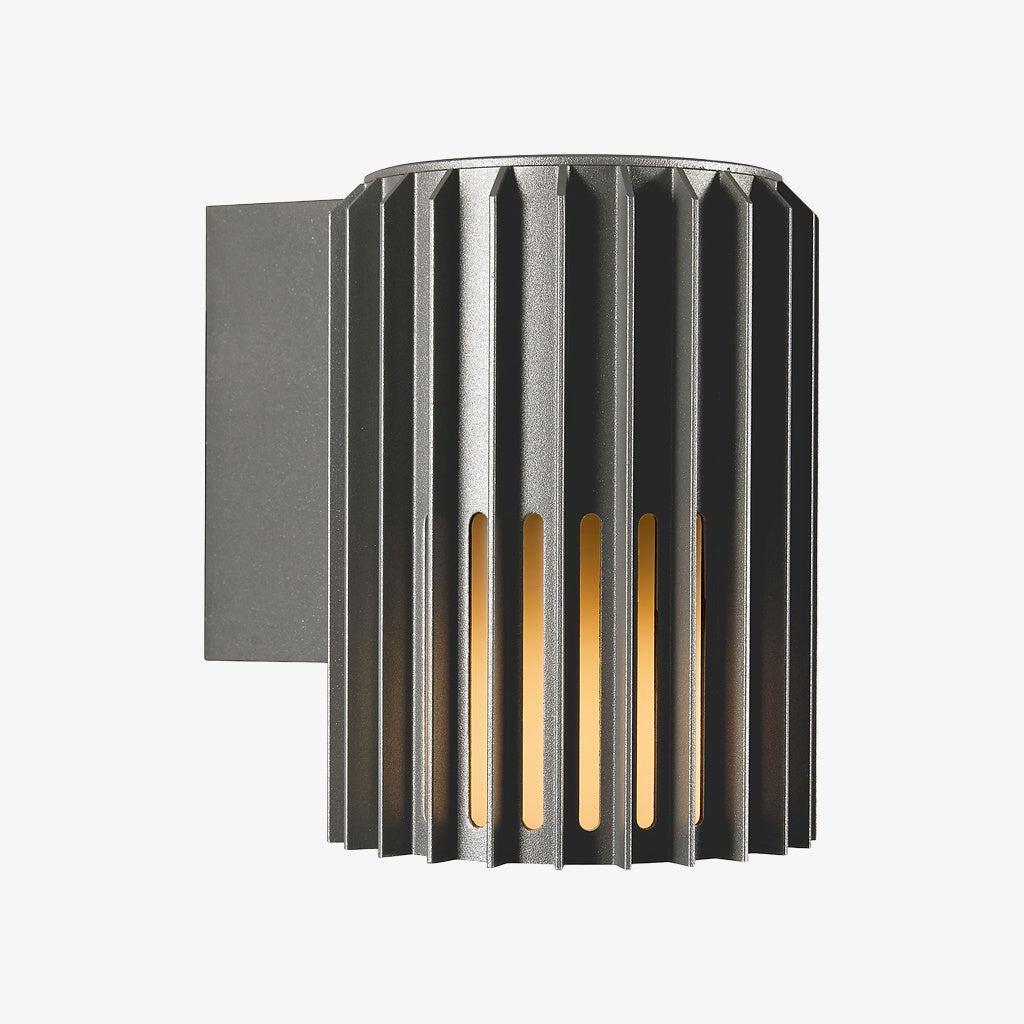 Fluted Shade Square Plate Aluminium Outdoor Sconce