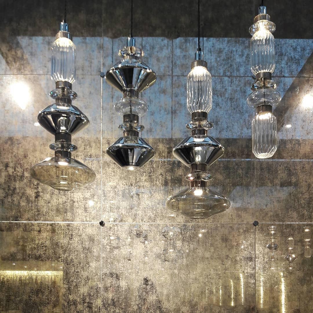 Suspension contemporaine - Fer, métal, verre, or, marron, résistante à l'humidité