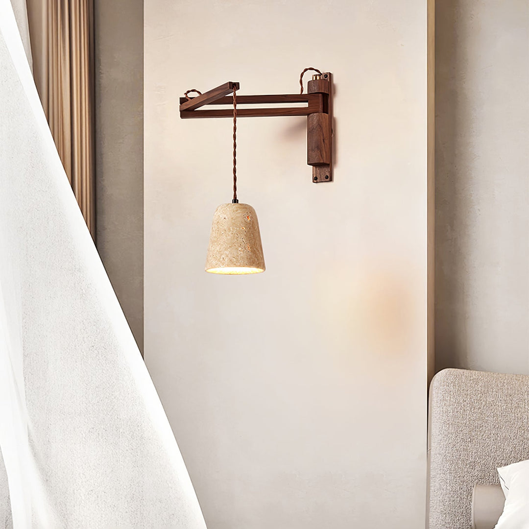 Aplique de pared ajustable con cúpula de travertino