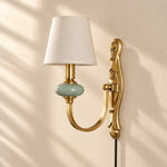 Cargar imagen en el visor de la Galería, Rowanea Fabric Shade Ceramic Plug-In Wall Sconce