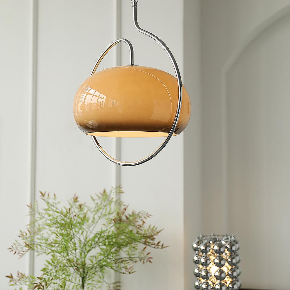 Rounded Glass Chrome Swag Pendant Light