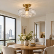 Elara Ribbed Glass Ceiling Light with a semi-flush form and two heights - New2609-1024555 interior scene