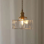Load image into Gallery viewer, Traditional Vintage Square Rectangle Ripple Glass Iron 1-Light Pendant Light For Living Room
