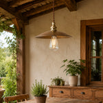 Cargar imagen en el visor de la Galería, Vintage brass pendant in covered outdoor space
