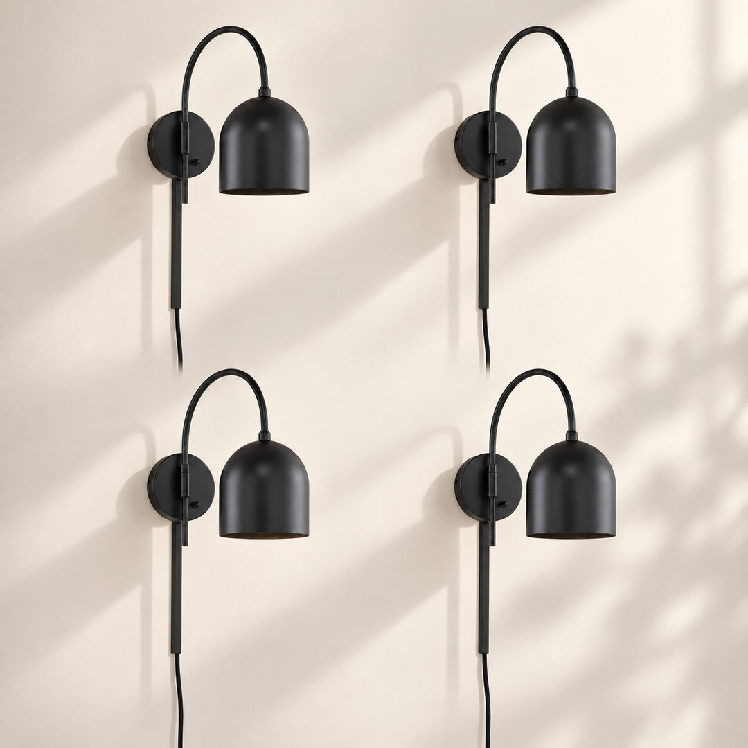 Dome Arm Plug-In Cord Arched Metal Wall Sconce