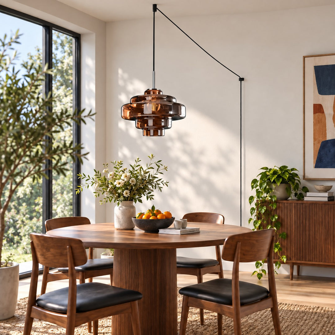 Koloro Millie Plug-In Glass Pendant Light - Retro Colorful Pendant for Modern Interiors