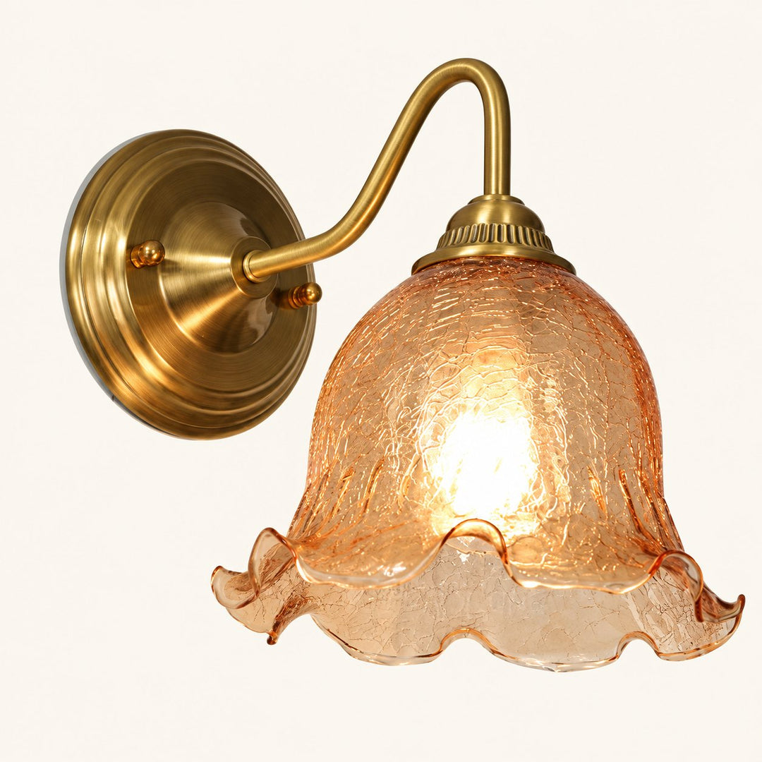 Ice-Crack Flower Curved-Arm Wall Lamp - Style B