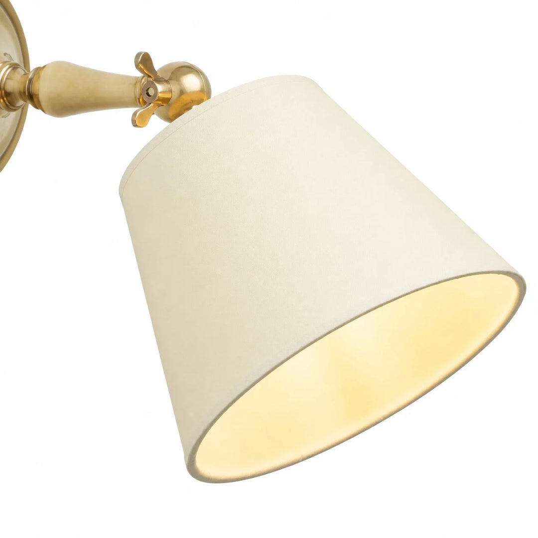Vintage Brass Wall Sconce with Fabric Shade