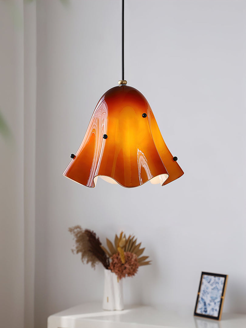 Undulating Glass Flower Plug-In Swag Pendant