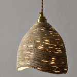 Cargar imagen en el visor de la Galería, Bell shade wooden pendant light warm glow