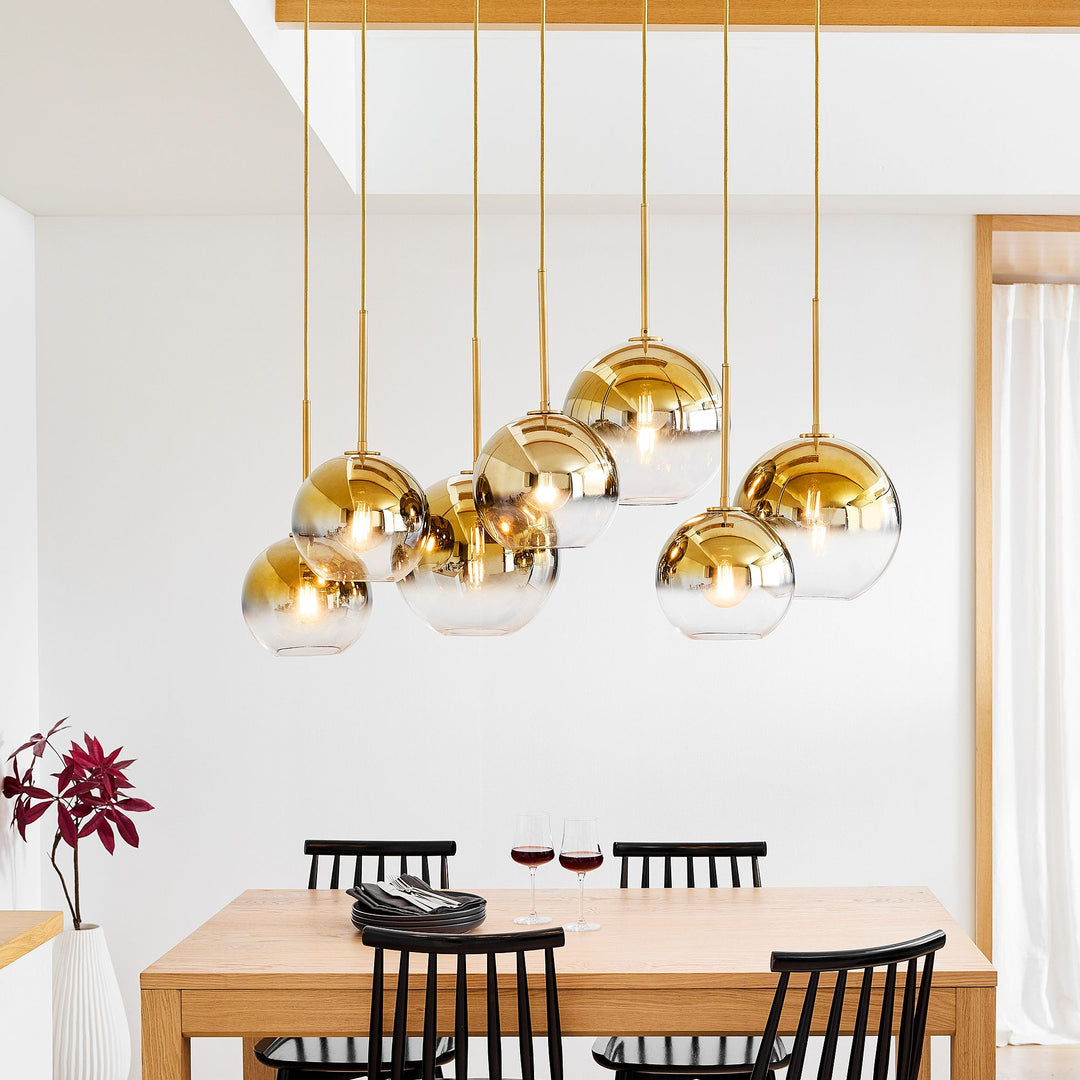 Selvion Eleganter 7-Licht Kugel Kronleuchter – Glas Pendelleuchte