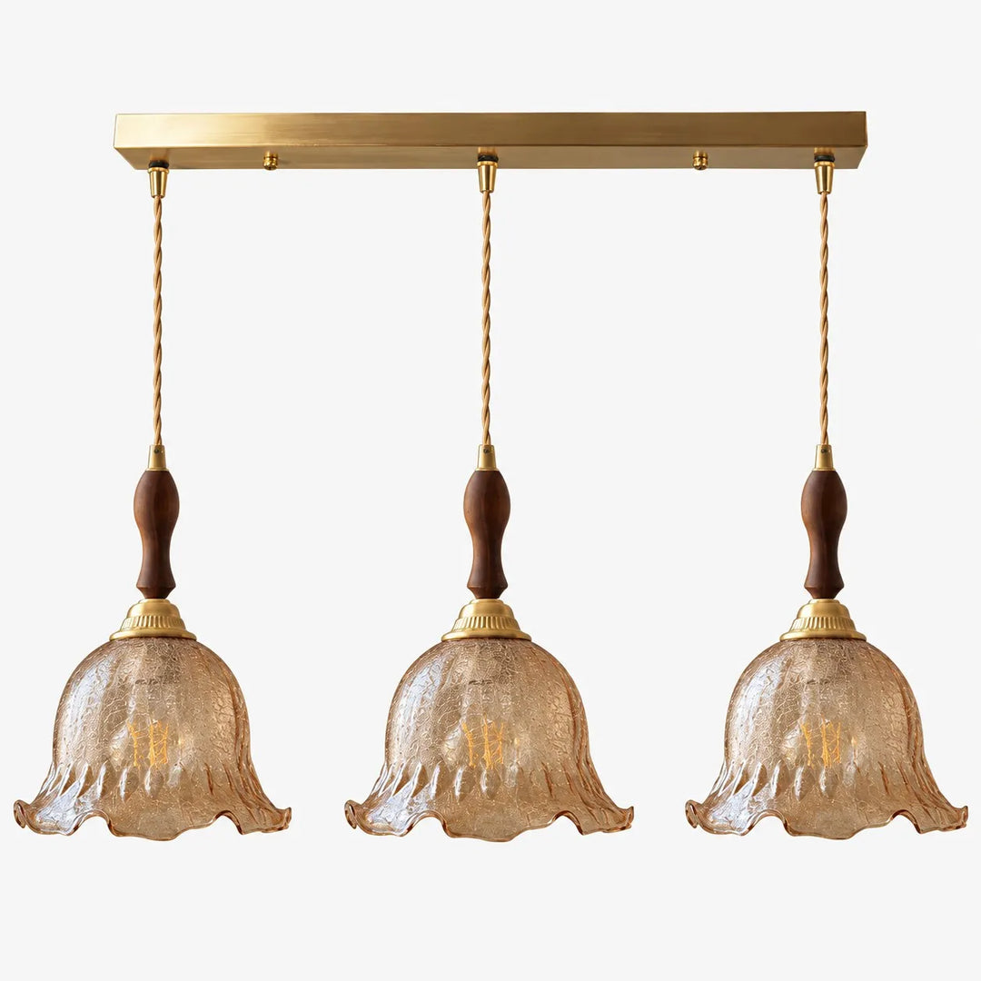Crackle Glass Brass Pendant Light