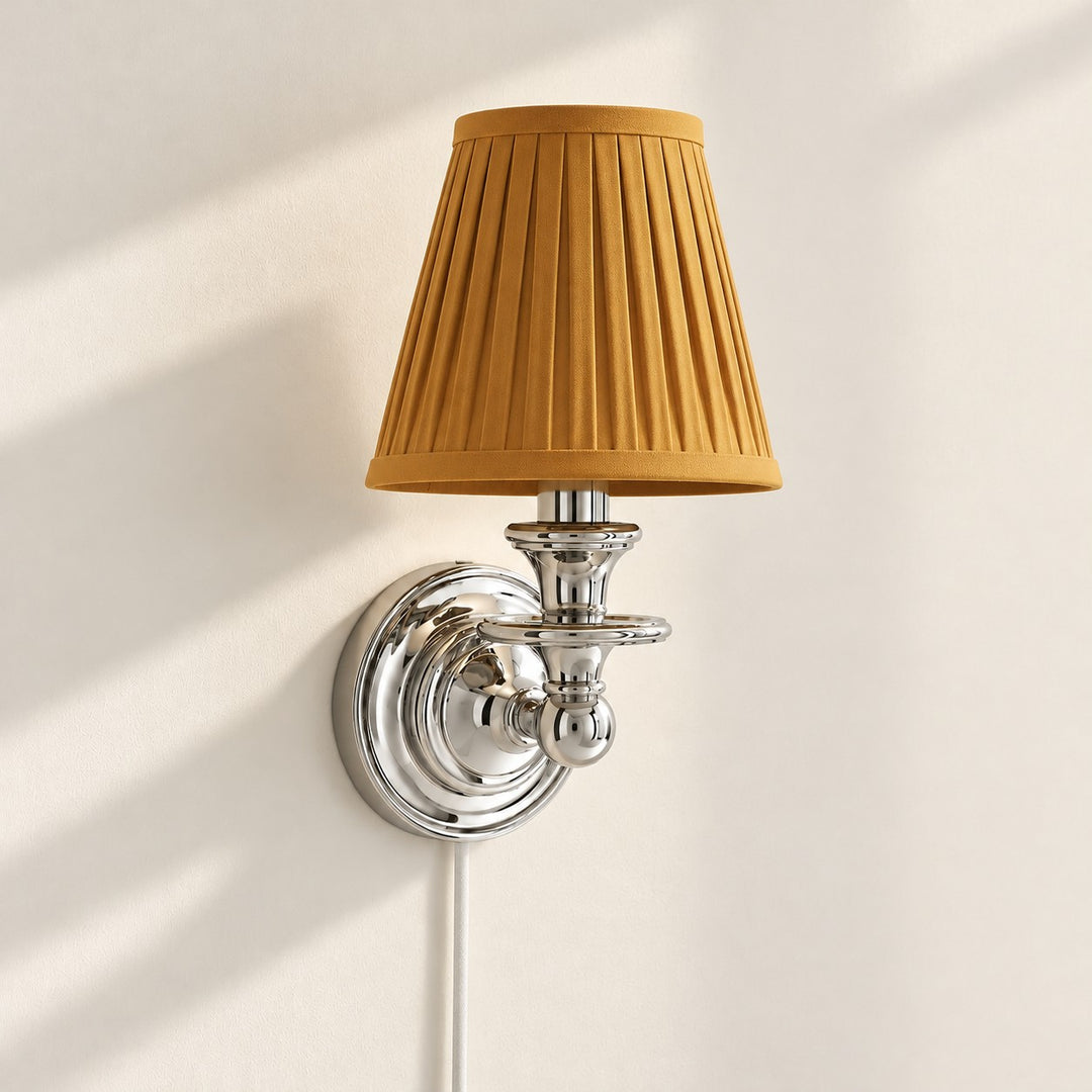 Rowan No-Wire Pleated Drum Shade Wall Sconce – Plug-In Fabric Wall Light